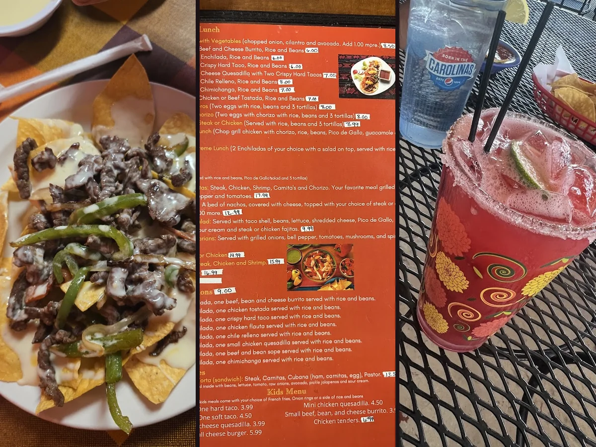 Mexican restaurant dining room with table service